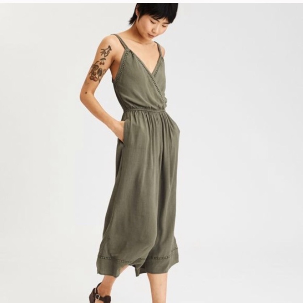Wide Leg Jumpsuit -Army Green-NWT